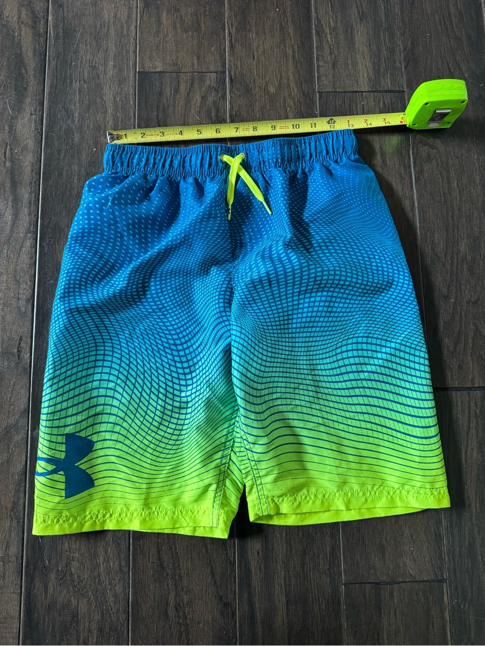 Under Armour Blue to Lime Gradient Men’s Athletic Swim Trunks
